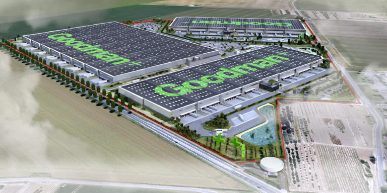 vue aerienne plateforme logistique goodman archi factory