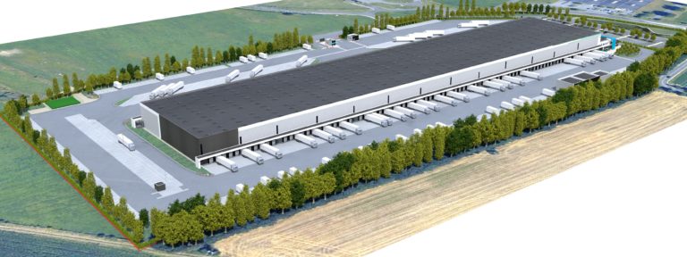 vue aerienne parking pl messagerie prologis douvrin